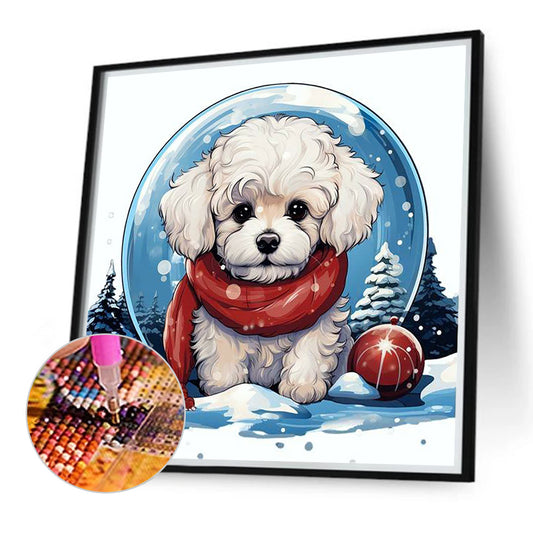 White Dog - Full Round Drill Diamond Painting 40*40CM