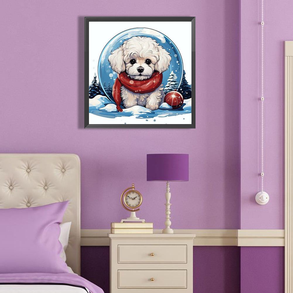 White Dog - Full Round Drill Diamond Painting 40*40CM