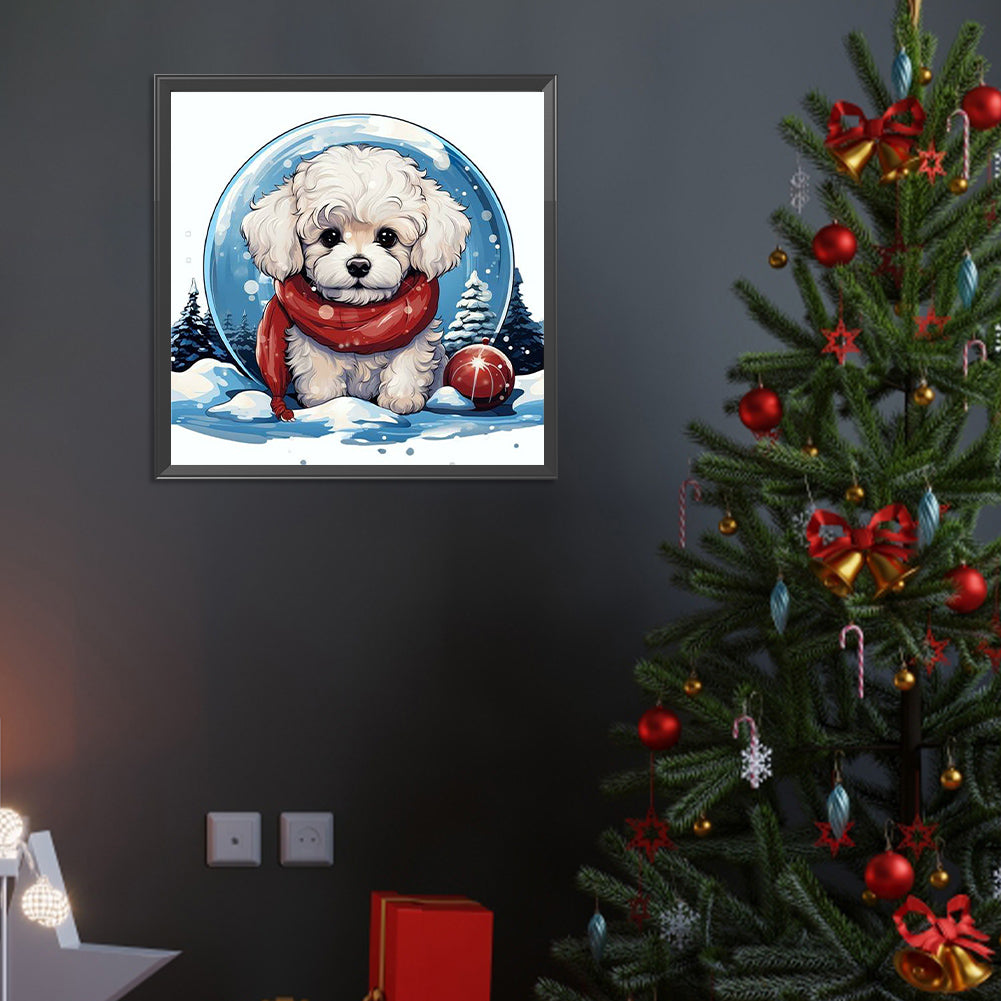 White Dog - Full Round Drill Diamond Painting 40*40CM