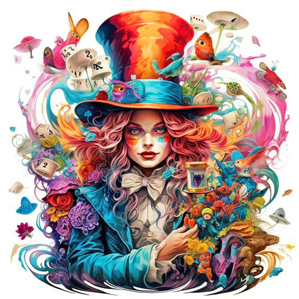 Mad Hatter Alice - Full Round Drill Diamond Painting 40*40CM