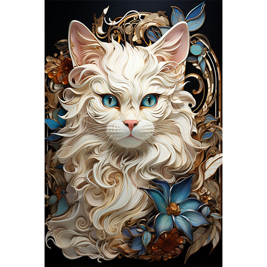 White Cat - Full Round Drill Diamond Painting 40*60CM