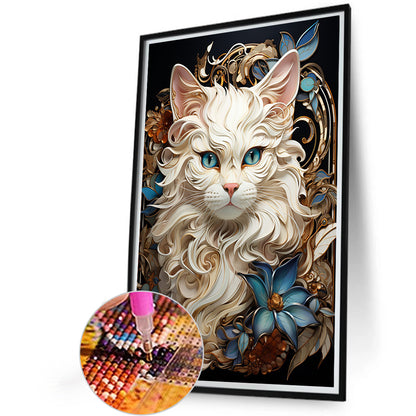 White Cat - Full Round Drill Diamond Painting 40*60CM