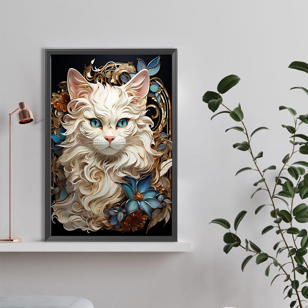 White Cat - Full Round Drill Diamond Painting 40*60CM