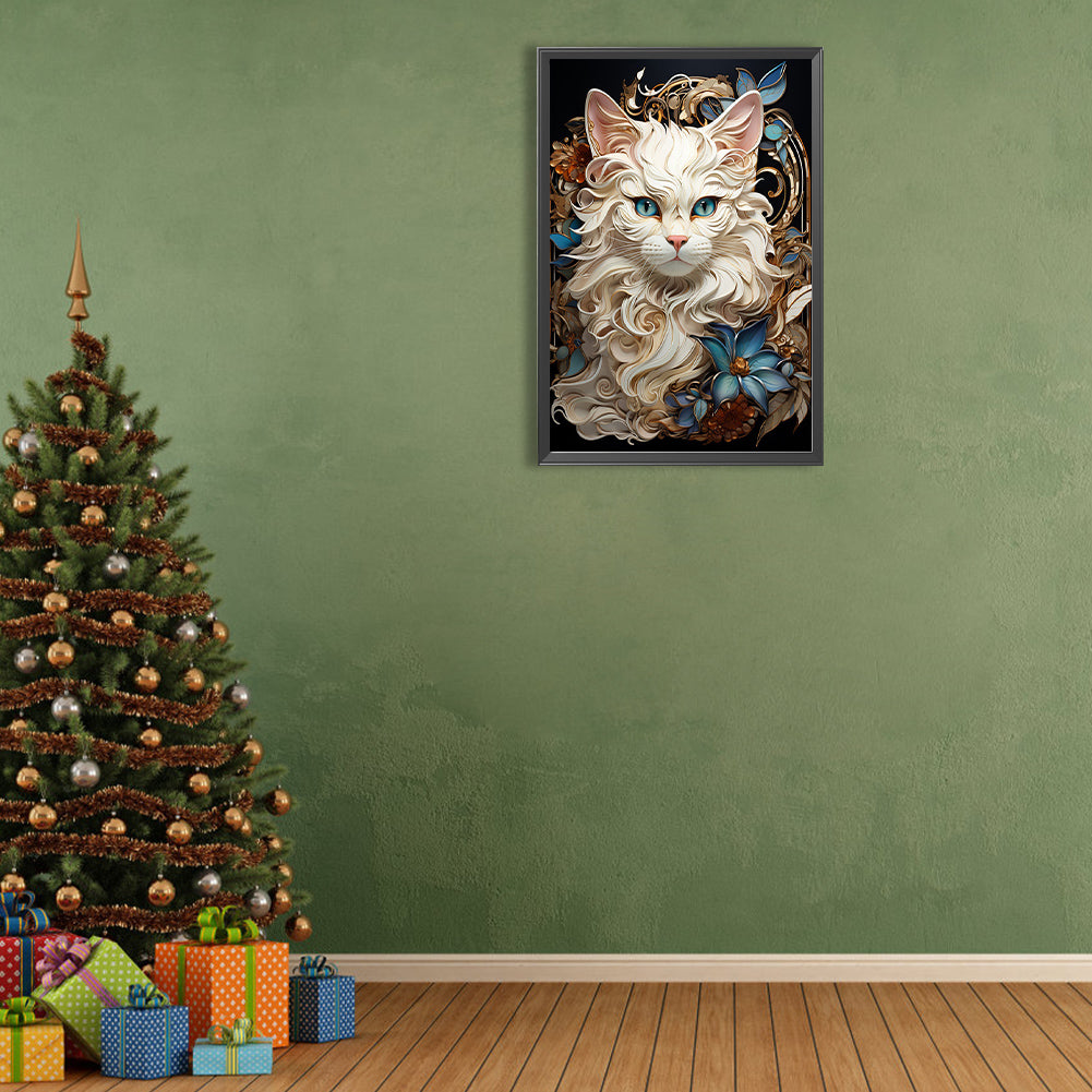 White Cat - Full Round Drill Diamond Painting 40*60CM