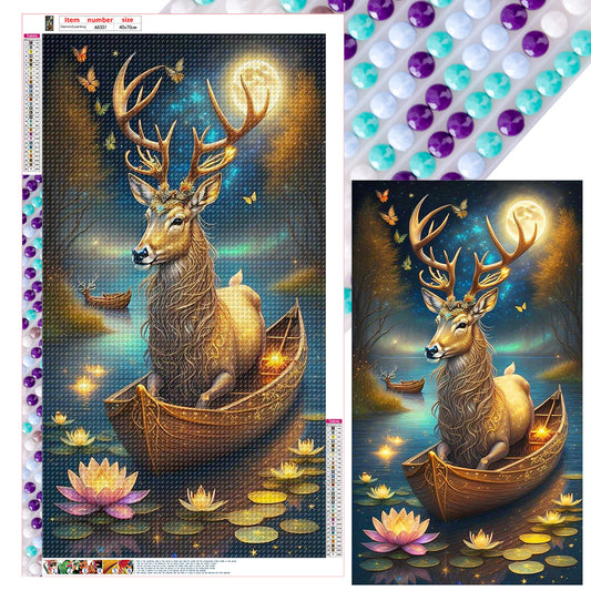 Deer On The Boat - Full Round Drill Diamond Painting 40*70CM