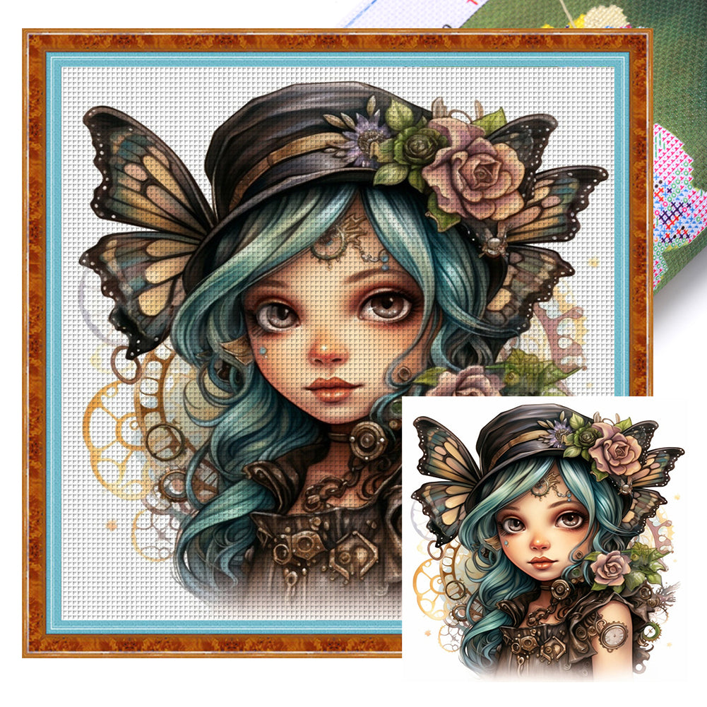 Butterfly Girl - 11CT Stamped Cross Stitch 50*50CM