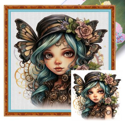 Butterfly Girl - 11CT Stamped Cross Stitch 50*50CM