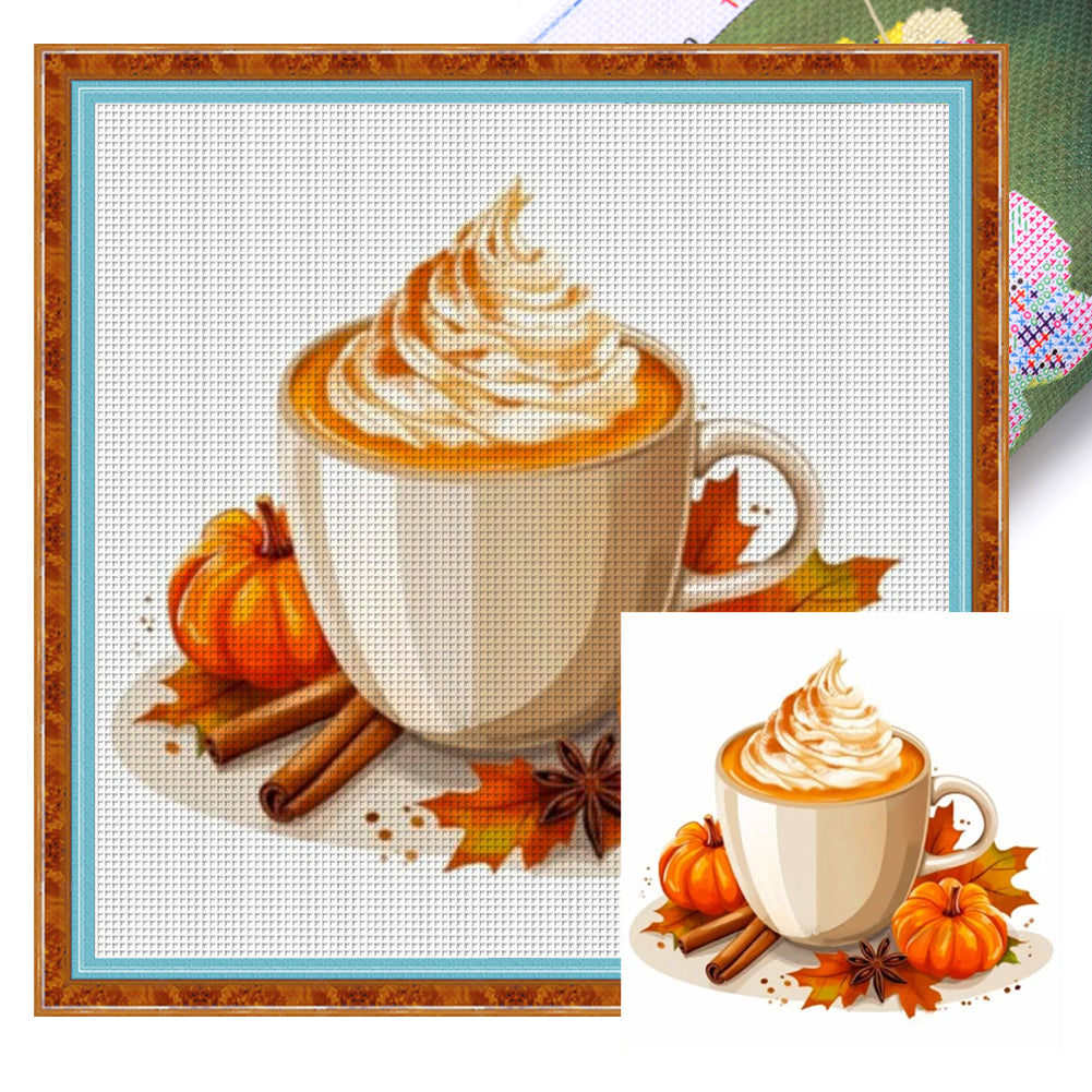 Pumpkin Coffee - 11CT Stamped Cross Stitch 50*50CM