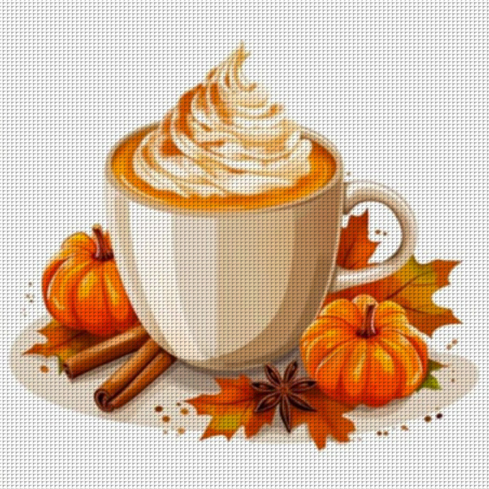 Pumpkin Coffee - 11CT Stamped Cross Stitch 50*50CM