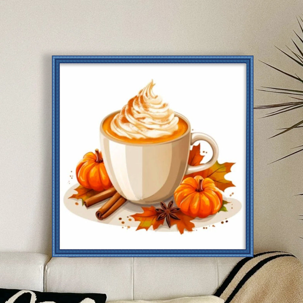 Pumpkin Coffee - 11CT Stamped Cross Stitch 50*50CM