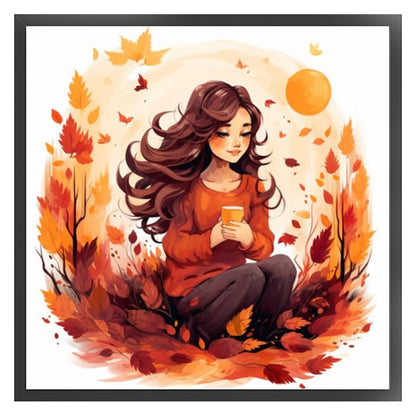 Maple Leaf Girl - 11CT Stamped Cross Stitch 50*50CM