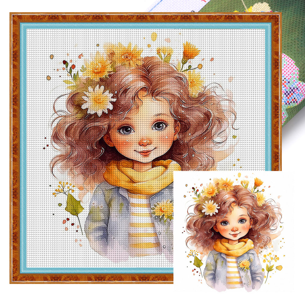 Girl - 11CT Stamped Cross Stitch 50*50CM