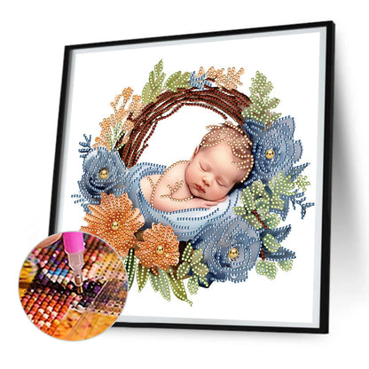 Baby In Garland - Special Shaped Drill Diamond Painting 30*30CM