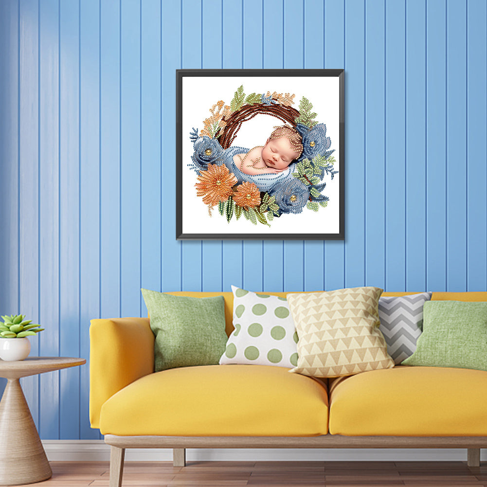 Baby In Garland - Special Shaped Drill Diamond Painting 30*30CM