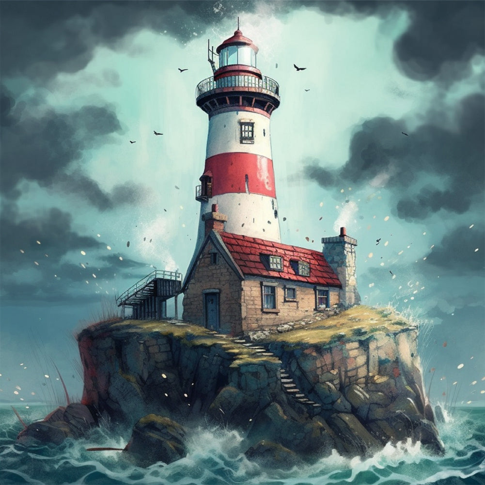 Lighthouse - Full Round Drill Diamond Painting 30*30CM