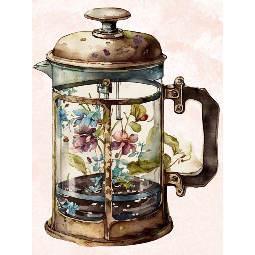 Retro Floral Teapot - 11CT Stamped Cross Stitch 40*55CM