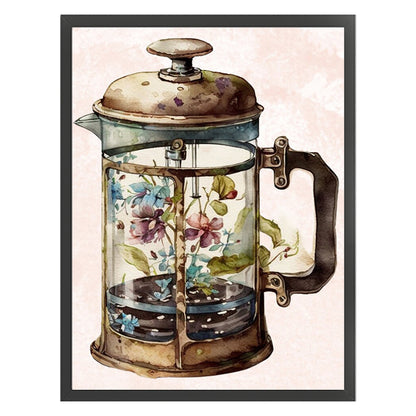 Retro Floral Teapot - 11CT Stamped Cross Stitch 40*55CM