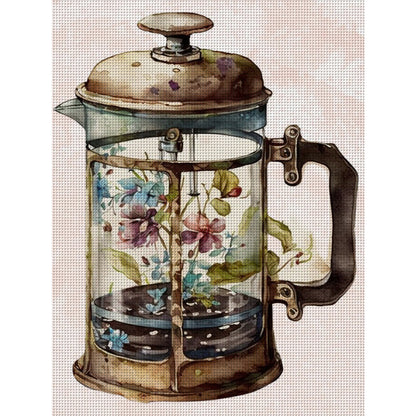 Retro Floral Teapot - 11CT Stamped Cross Stitch 40*55CM