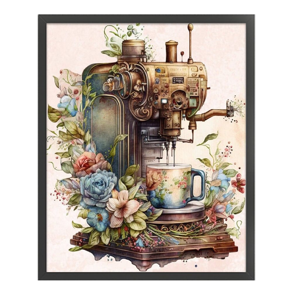 Retro Herbal Coffee Machine - 11CT Stamped Cross Stitch 50*60CM