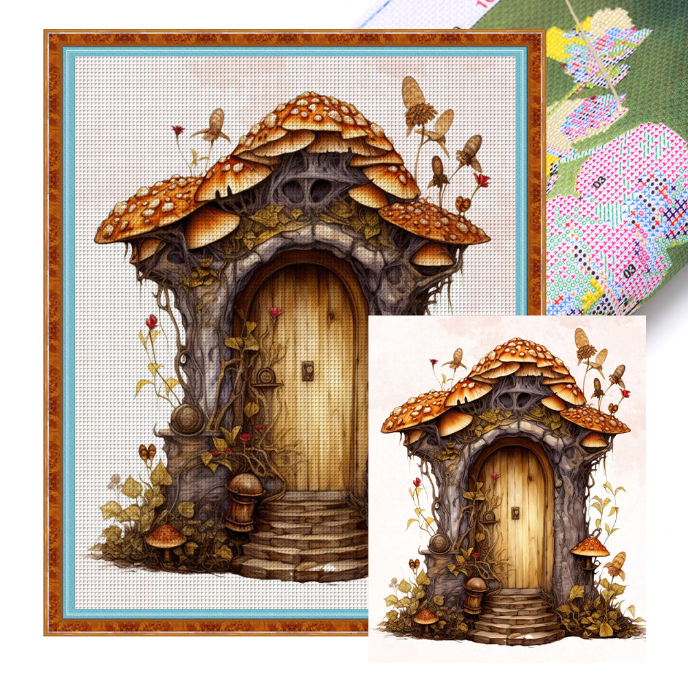 Retro Mushroom Hut - 11CT Stamped Cross Stitch 50*60CM