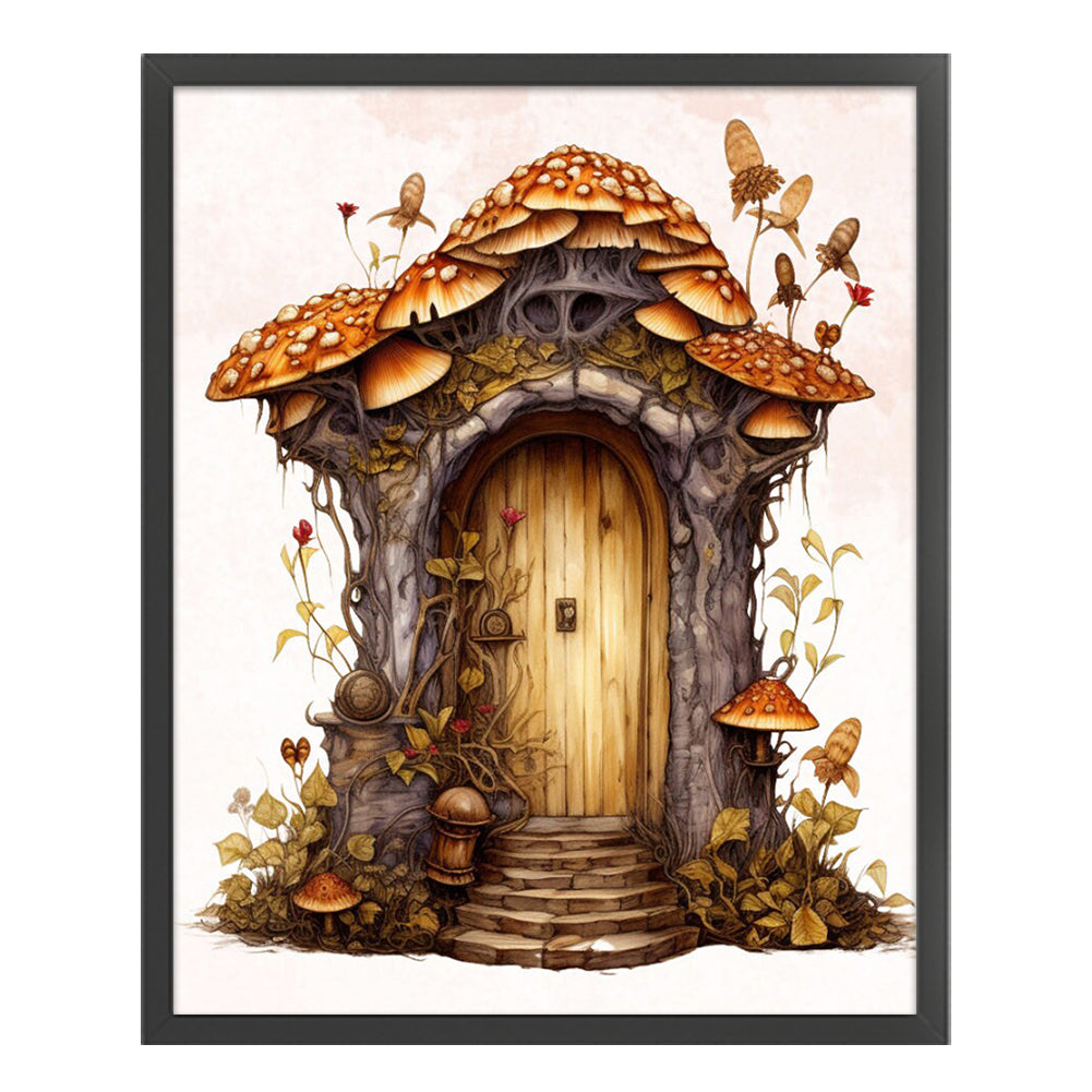 Retro Mushroom Hut - 11CT Stamped Cross Stitch 50*60CM