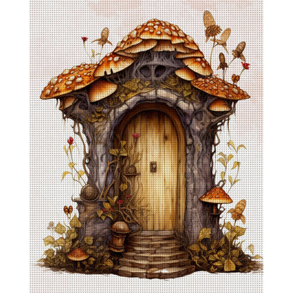 Retro Mushroom Hut - 11CT Stamped Cross Stitch 50*60CM