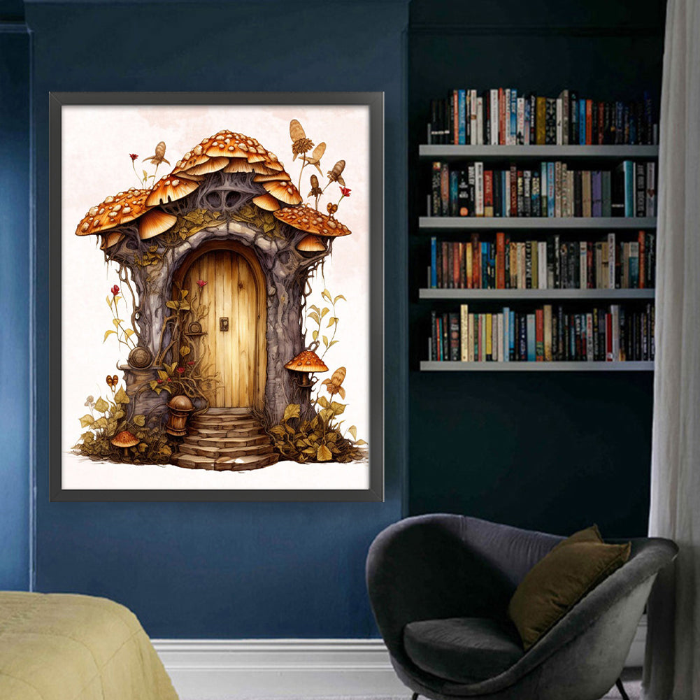 Retro Mushroom Hut - 11CT Stamped Cross Stitch 50*60CM