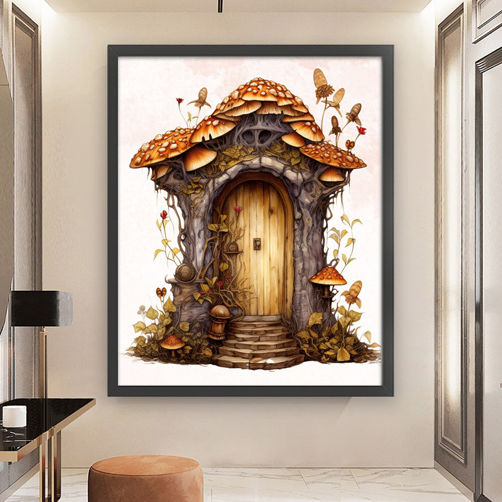 Retro Mushroom Hut - 11CT Stamped Cross Stitch 50*60CM