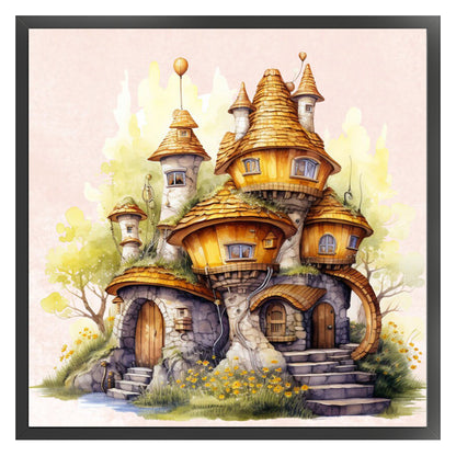 Retro Mushroom Treehouse - 11CT Stamped Cross Stitch 50*50CM