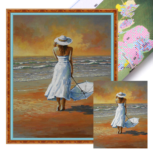 Seaside Woman - 11CT Stamped Cross Stitch 40*50CM