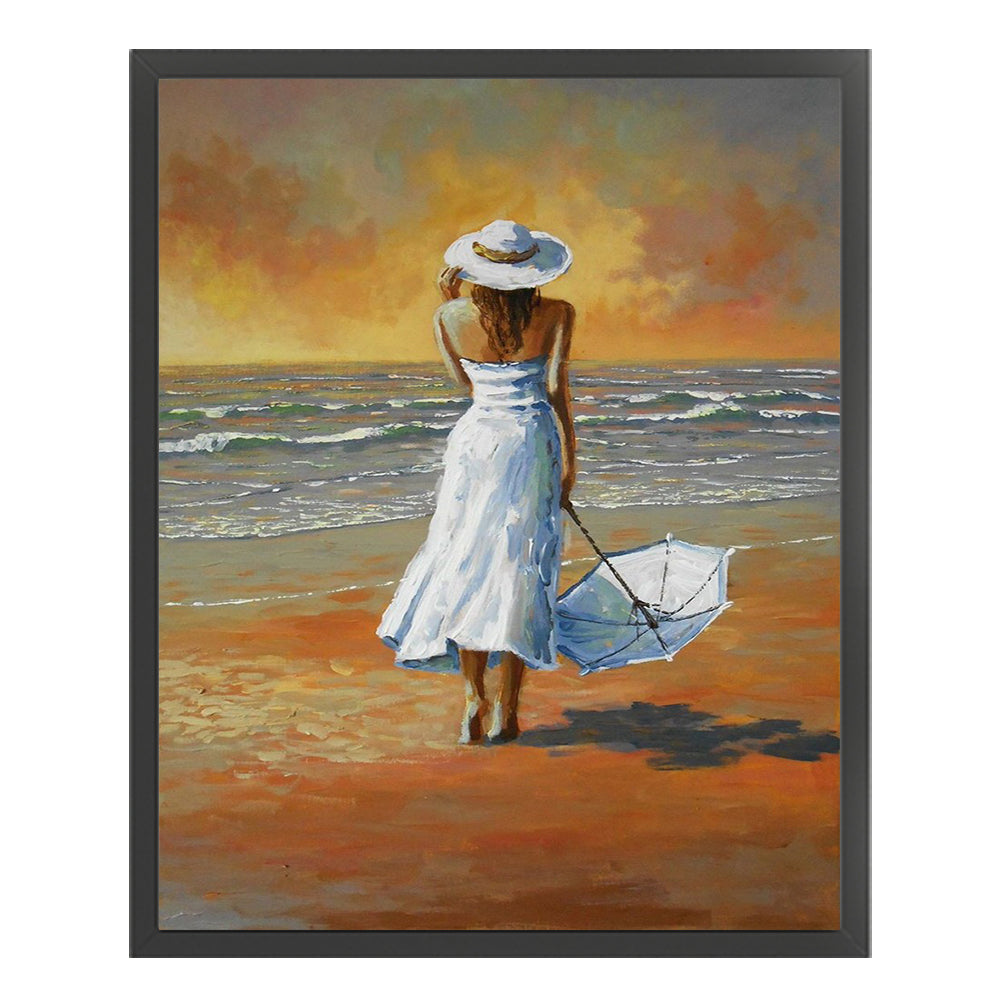 Seaside Woman - 11CT Stamped Cross Stitch 40*50CM