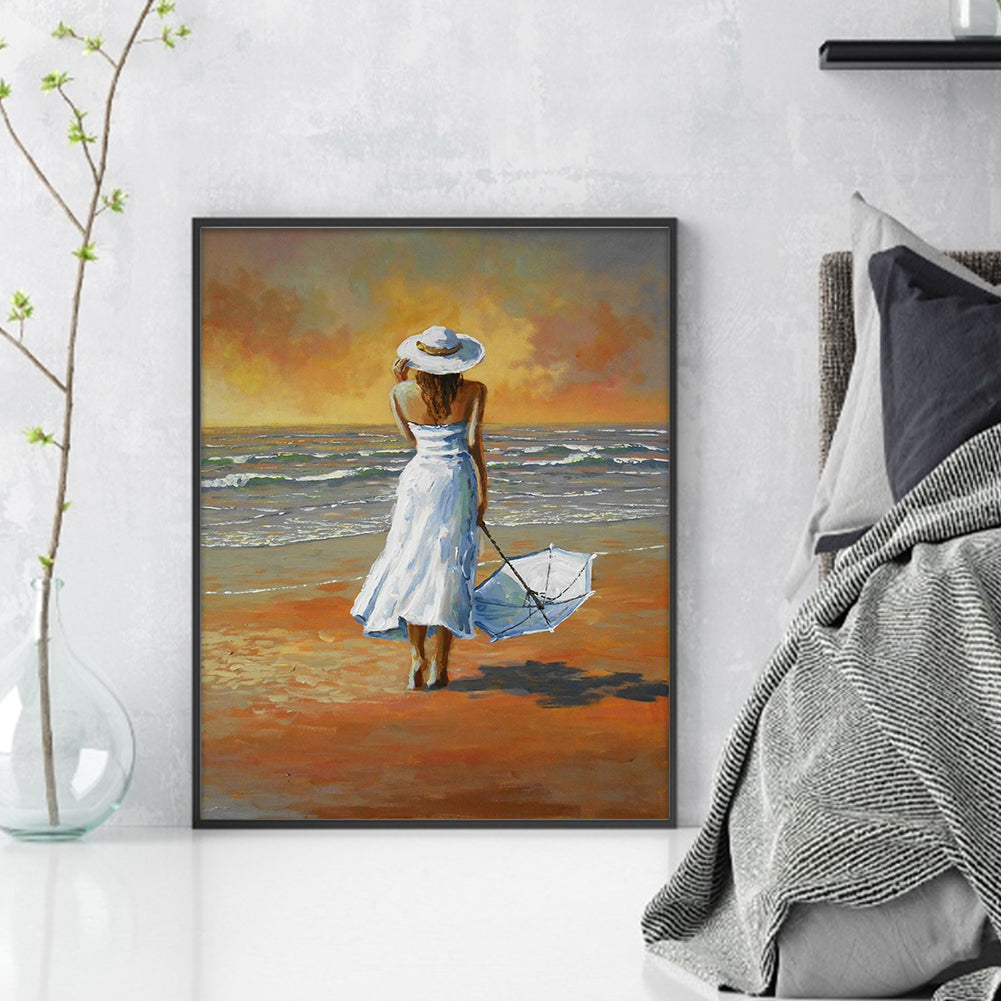 Seaside Woman - 11CT Stamped Cross Stitch 40*50CM