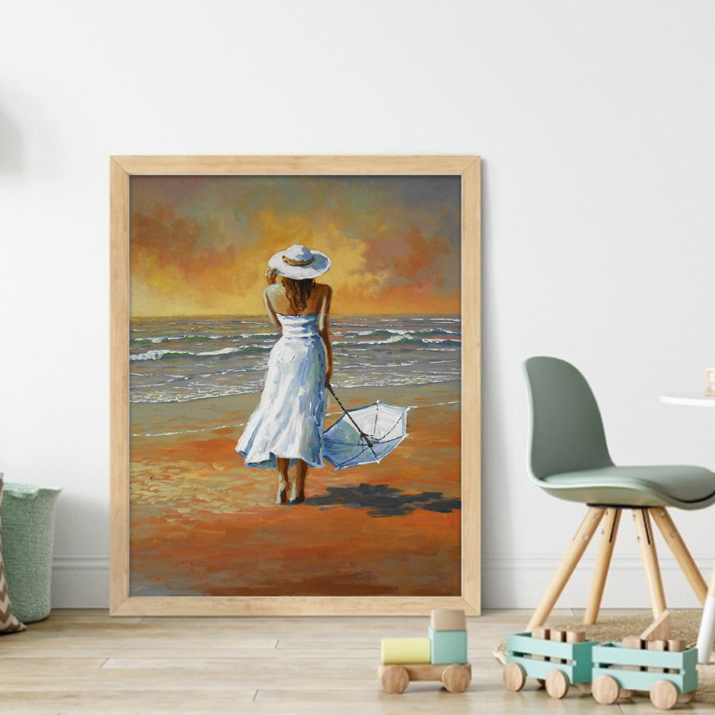 Seaside Woman - 11CT Stamped Cross Stitch 40*50CM