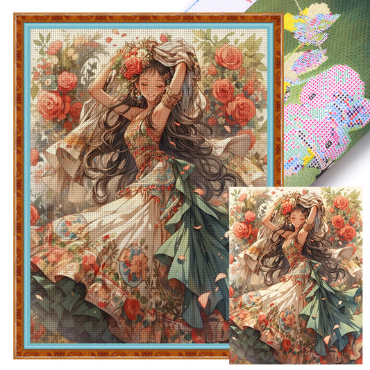 Flower Girl - 11CT Stamped Cross Stitch 50*65CM