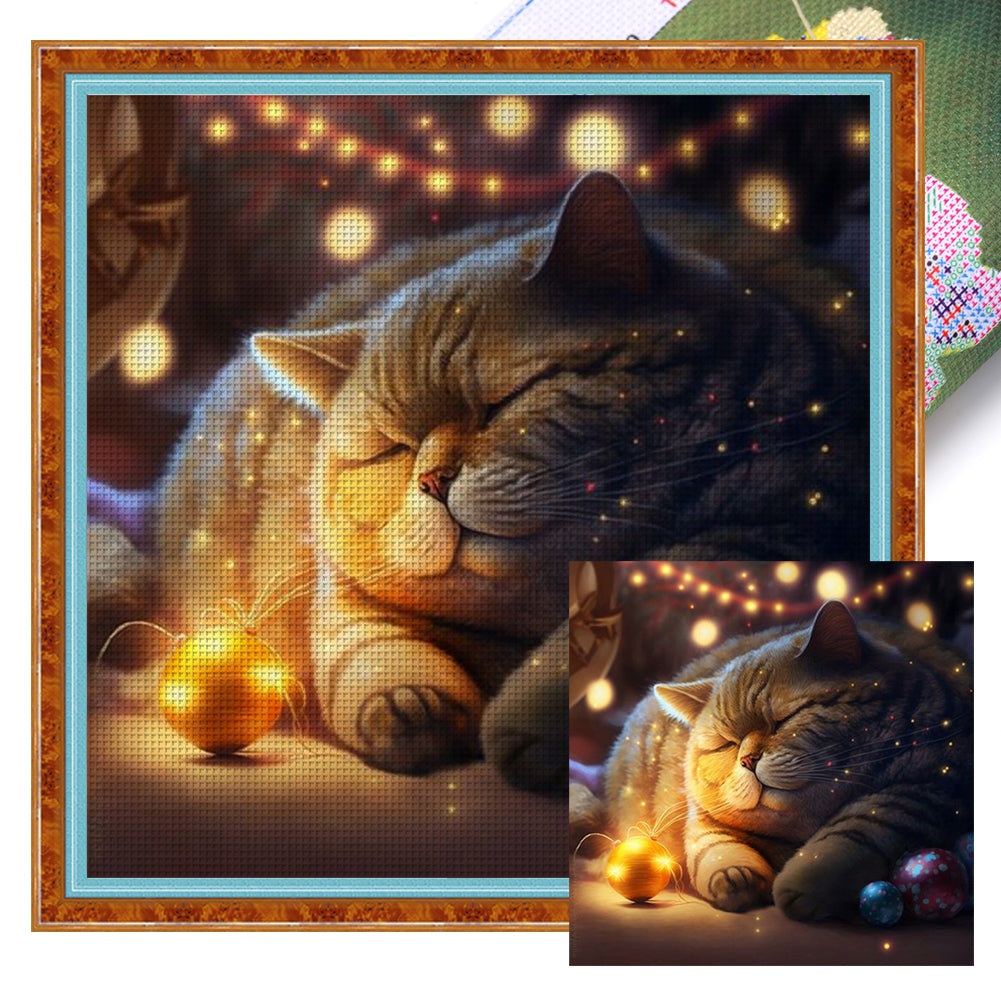 Sleeping Cat - 11CT Stamped Cross Stitch 50*50CM