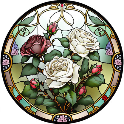 Glass Painting-Rose - 11CT Stamped Cross Stitch 40*40CM