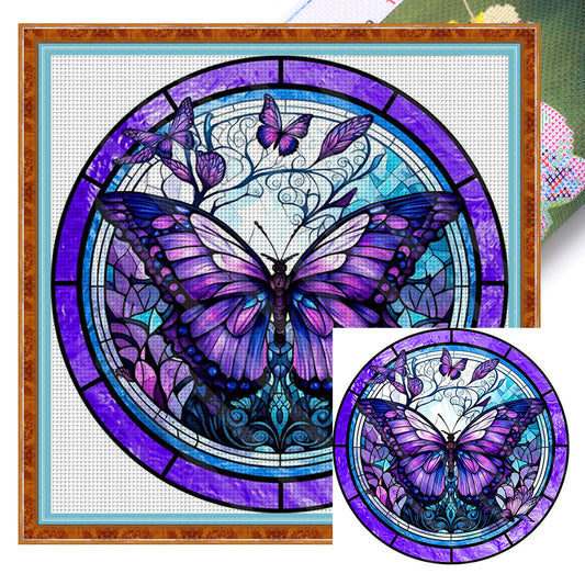 Glass Painting-Butterfly - 11CT Stamped Cross Stitch 40*40CM