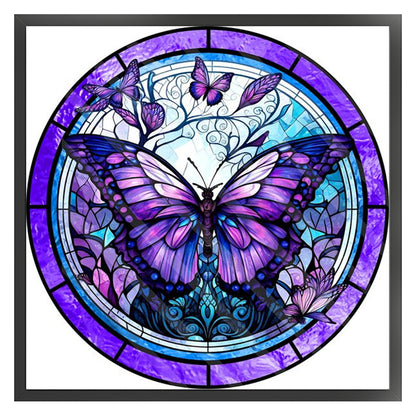 Glass Painting-Butterfly - 11CT Stamped Cross Stitch 40*40CM