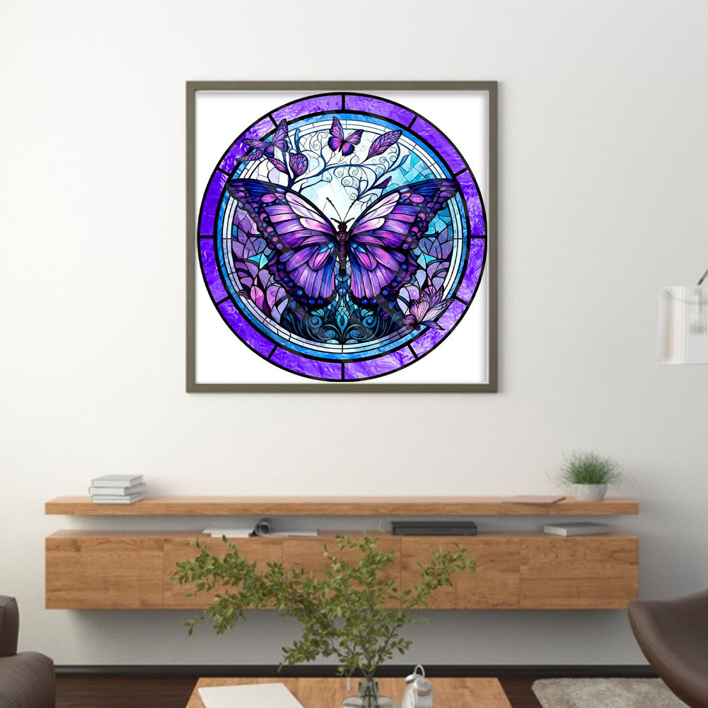 Glass Painting-Butterfly - 11CT Stamped Cross Stitch 40*40CM