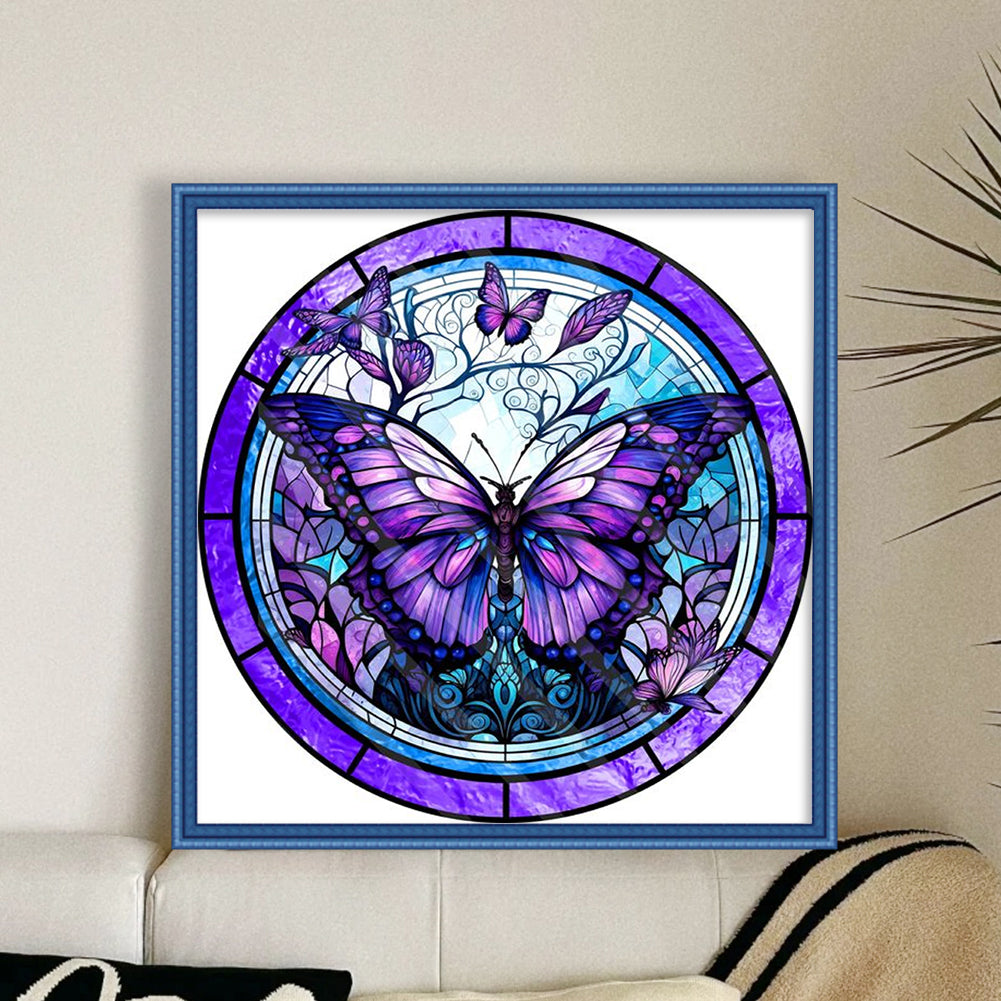 Glass Painting-Butterfly - 11CT Stamped Cross Stitch 40*40CM