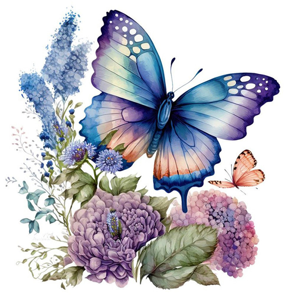 Flowers Butterfly - 11CT Stamped Cross Stitch 40*40CM