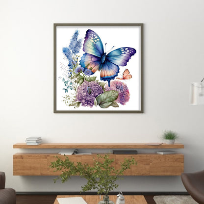 Flowers Butterfly - 11CT Stamped Cross Stitch 40*40CM