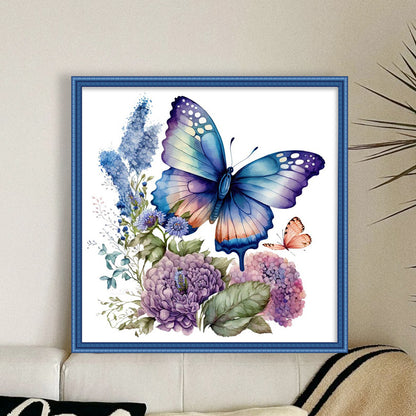 Flowers Butterfly - 11CT Stamped Cross Stitch 40*40CM