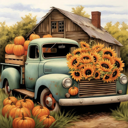 Sunflower Truck - 11CT Stamped Cross Stitch 40*40CM