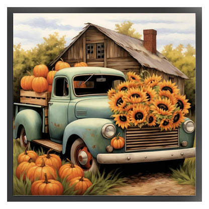 Sunflower Truck - 11CT Stamped Cross Stitch 40*40CM