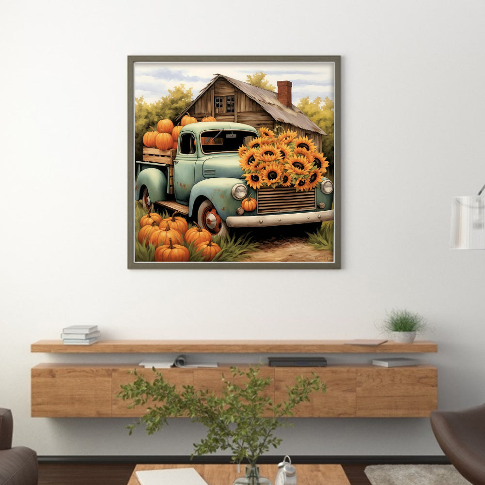 Sunflower Truck - 11CT Stamped Cross Stitch 40*40CM