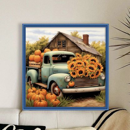 Sunflower Truck - 11CT Stamped Cross Stitch 40*40CM