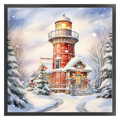 Lighthouse In The Snow - 11CT Stamped Cross Stitch 40*40CM