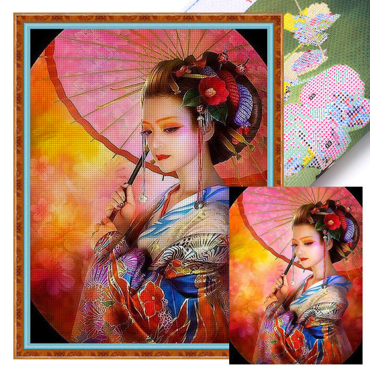 Antique Japanese Woman - 11CT Stamped Cross Stitch 50*67CM