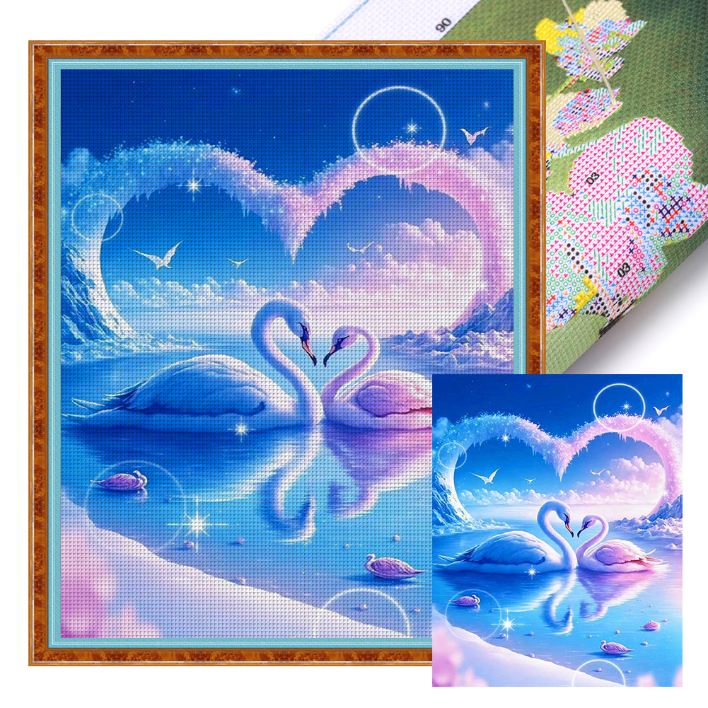 Dream Couple Swan - 11CT Stamped Cross Stitch 40*50CM